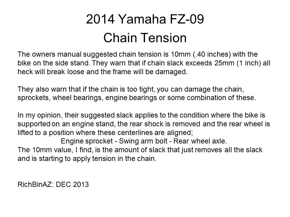 How tight for the chain? Page 3 Yamaha FZ09 Forum